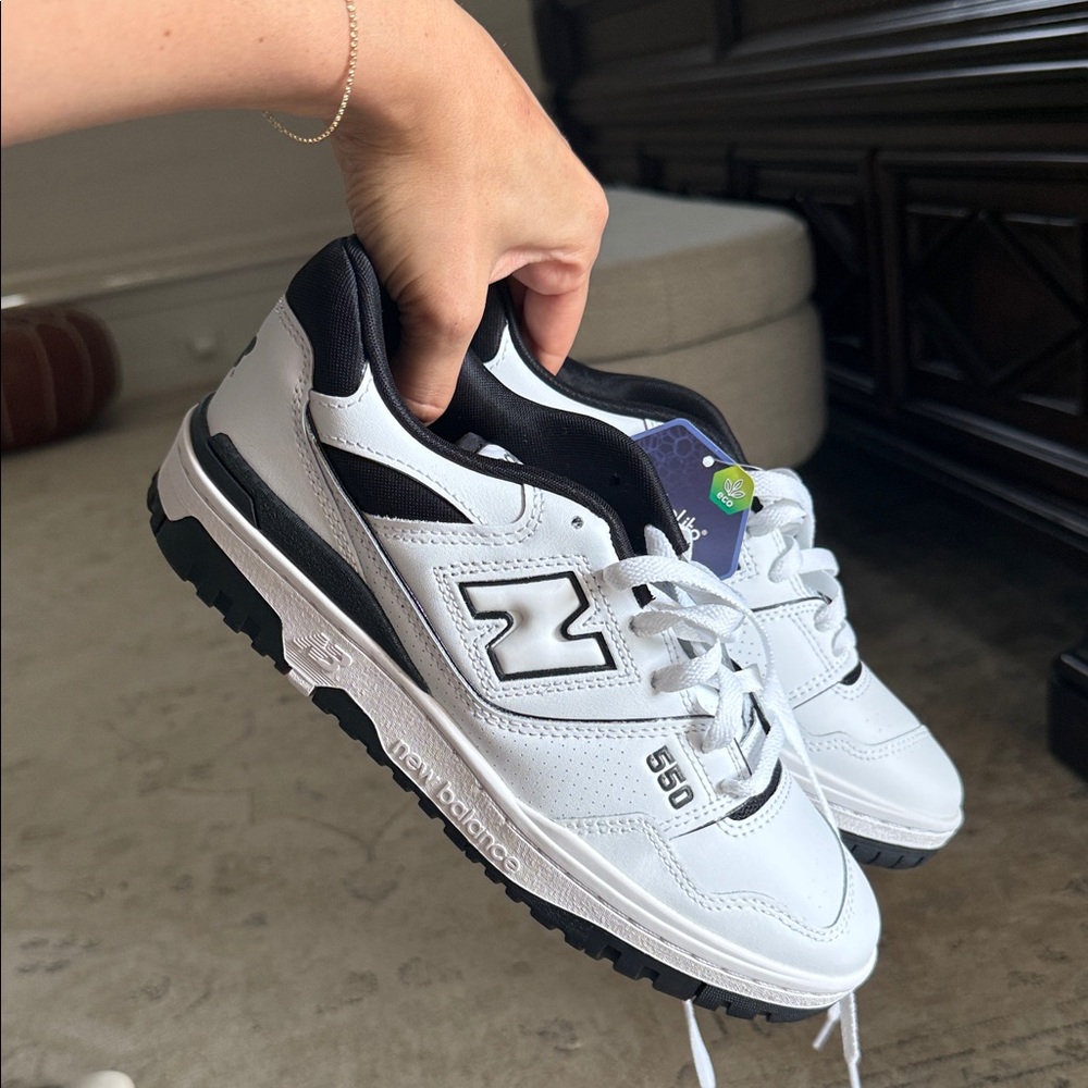 New Balance 550 White and Black Sneakers